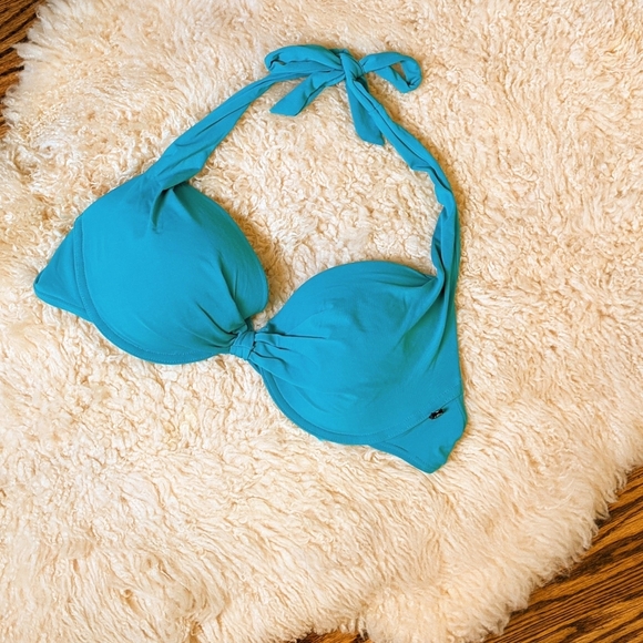 Rich Seafoam Green/Blue Halter Bikini Top - Picture 1 of 2